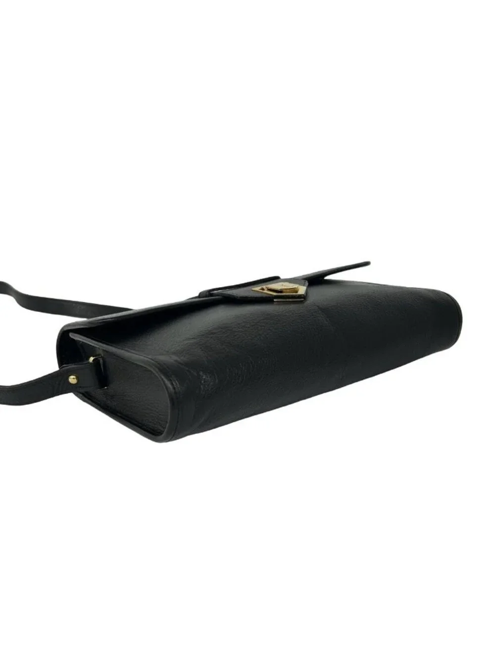 Saint Laurent Vintage YSL Logo Leather Shoulder Bag Pochette Black